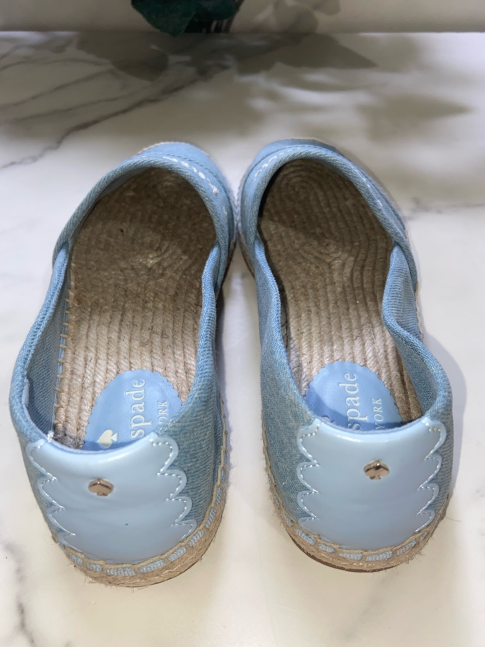 kate spade Light Blue Denim Espadrille Slip-Ons with Embroidered Logo Size 7B - Picture 5 of 15